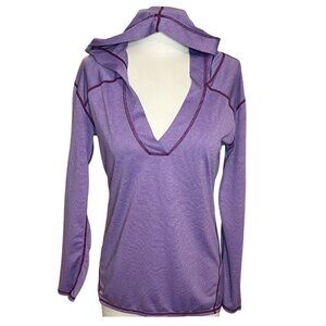 Z by Zella purple V-neck stripe hooded lightweight athletic shirt M